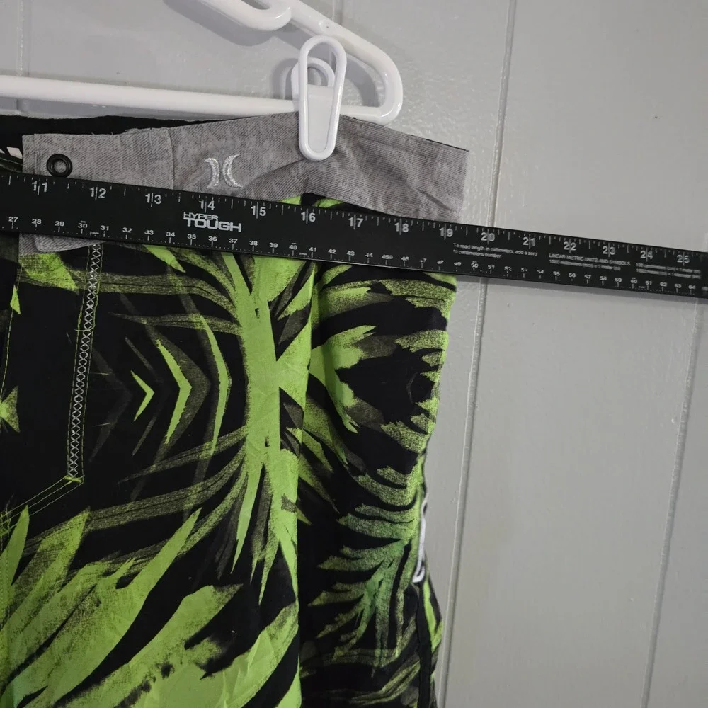Hurley Board‎ Shorts Mens 36 Neon Green Black Palm Leaf Print Swim Trunks